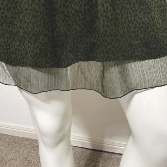 Zara Olive Green Cheetah Print Babydoll Mini Dress Size S - Picture 8 of 9